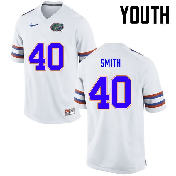 NCAA Florida Gators Nick Smith Youth #40 Nike White Stitched Authentic College Football Jersey WQN0664OU